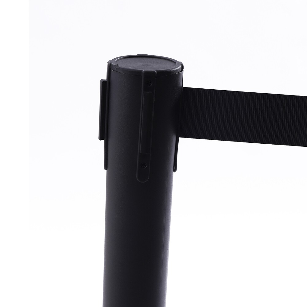 4Pcs Crowd Control Barrier Queue Poles Black Retractable Belt Stanchion Posts