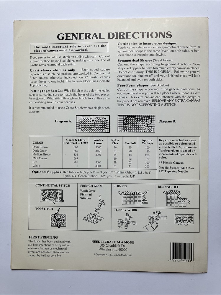 Needlecraft Ala Mode Leaflet #163 Plastic Canvas Reindeer for Christmas Pattern