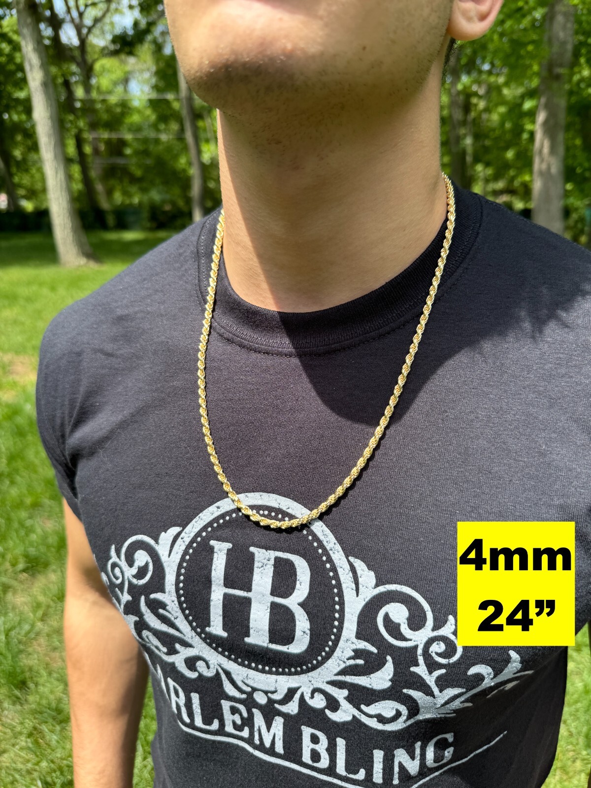 Men's Women's Real 14k Gold Plated Solid 925 Sterling Silver Rope Chain 1.5-5mm