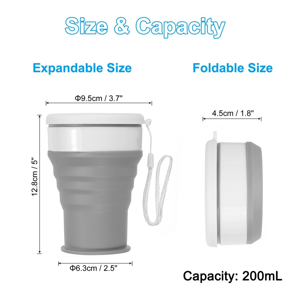 Folding water bottle, 350mL, grey