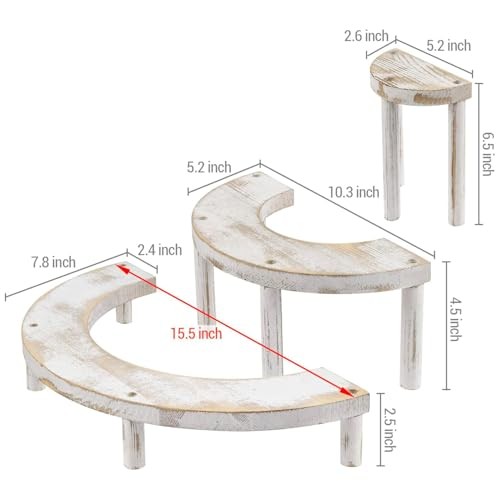 3 Tier Wooden Display Riser Stand, Cupcake Stand & Perfume Whitewashed
