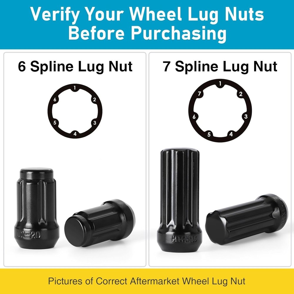 2 Piece 6 & 7 Spline Lug Nut Key Socket Wheel Lock Removal Tool Kit