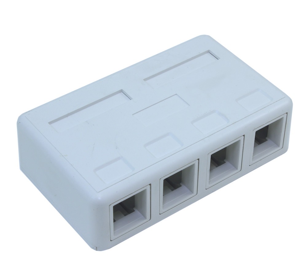 Wallplate: Surface Mount Type  Keystone  4 Hole - White