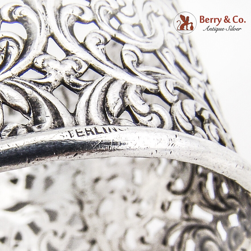 Scroll Openwork Napkin Ring Sterling Silver 1890 Mono W
