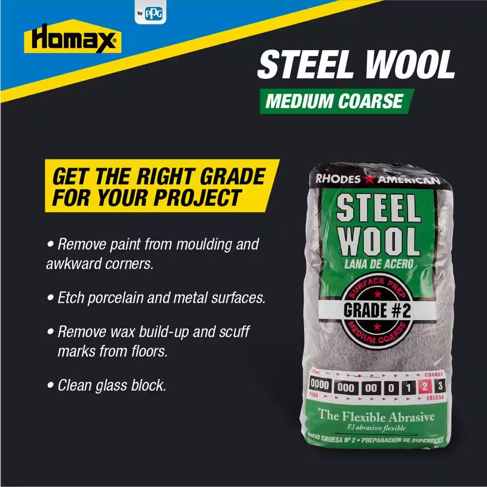 Medium Coarse Grade #2 Steel Wool (12-Pad)
