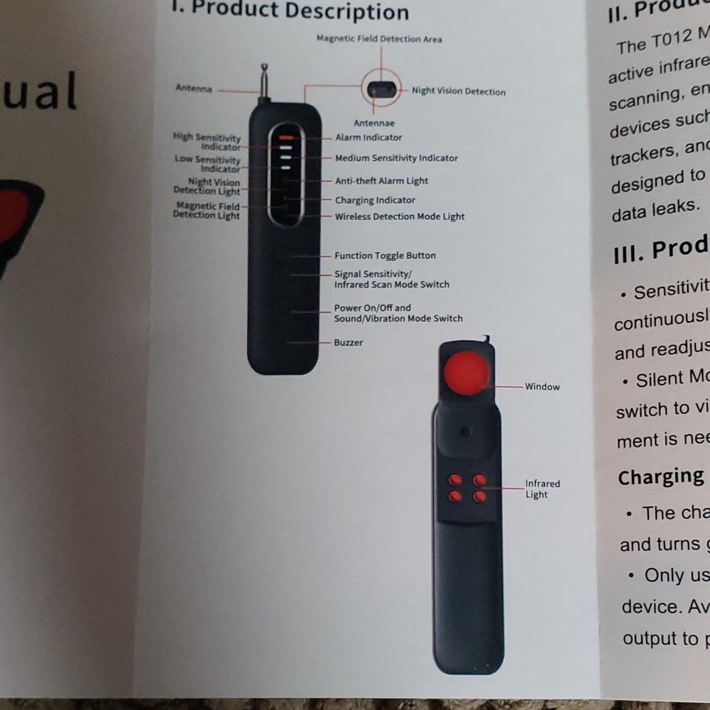T012 Multifunctional Camera Detector Anti-Snooping Anti-Bugging Night Vision USB