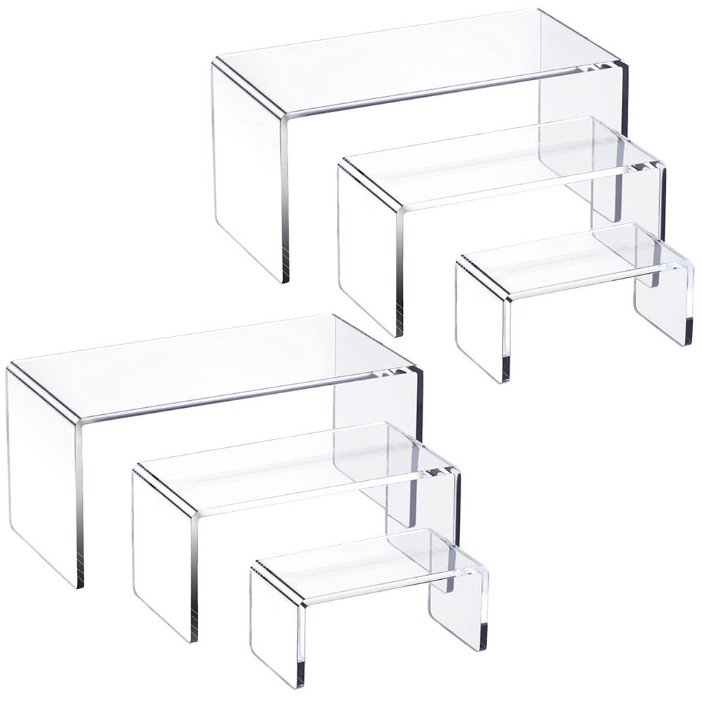 Acrylic Risers for Display Clear 3-Tier Risers Stands Showcase for Amiibo Fun...