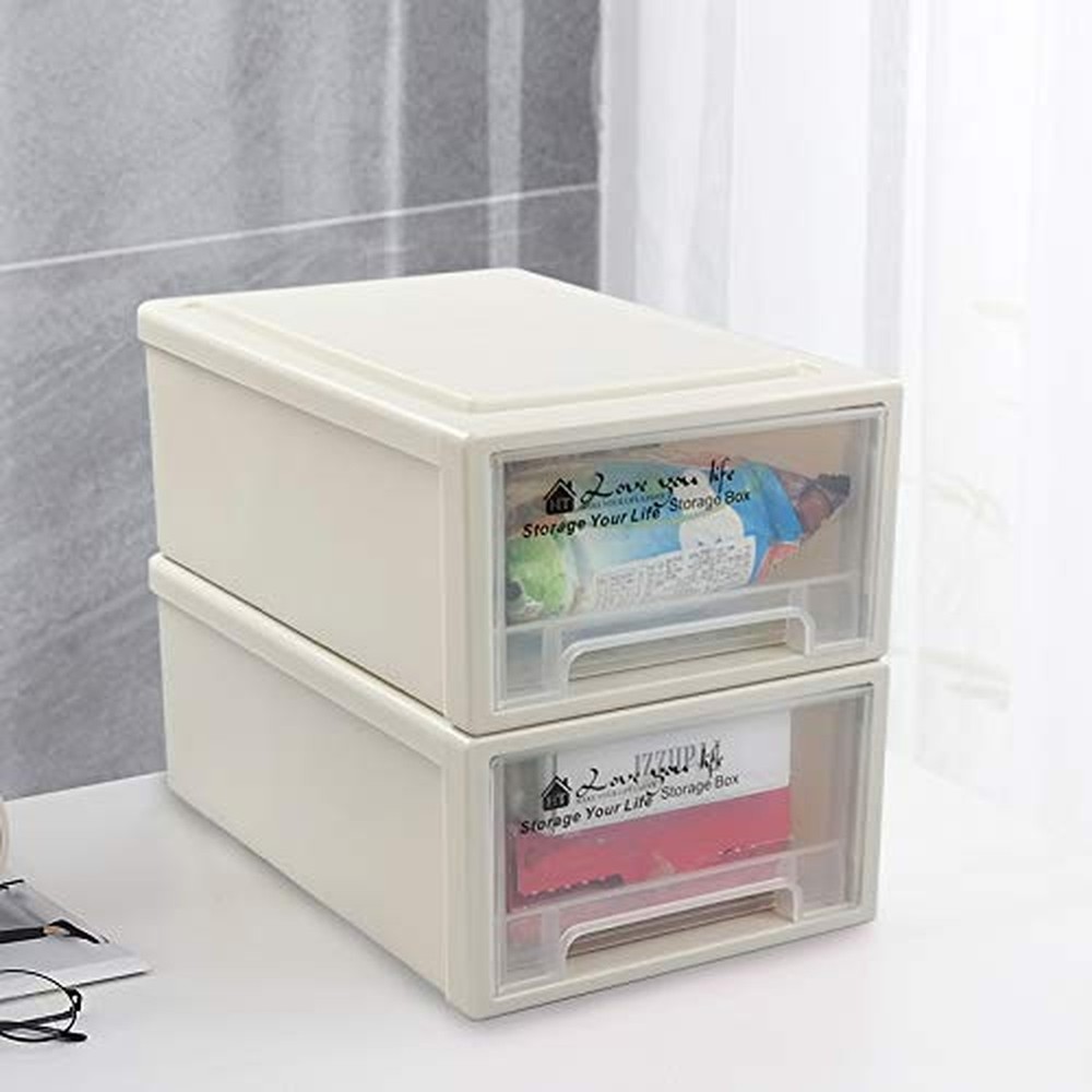 6 Quart Plastic Storage Drawers, Stackable Desktop Organizer, 3 Packs