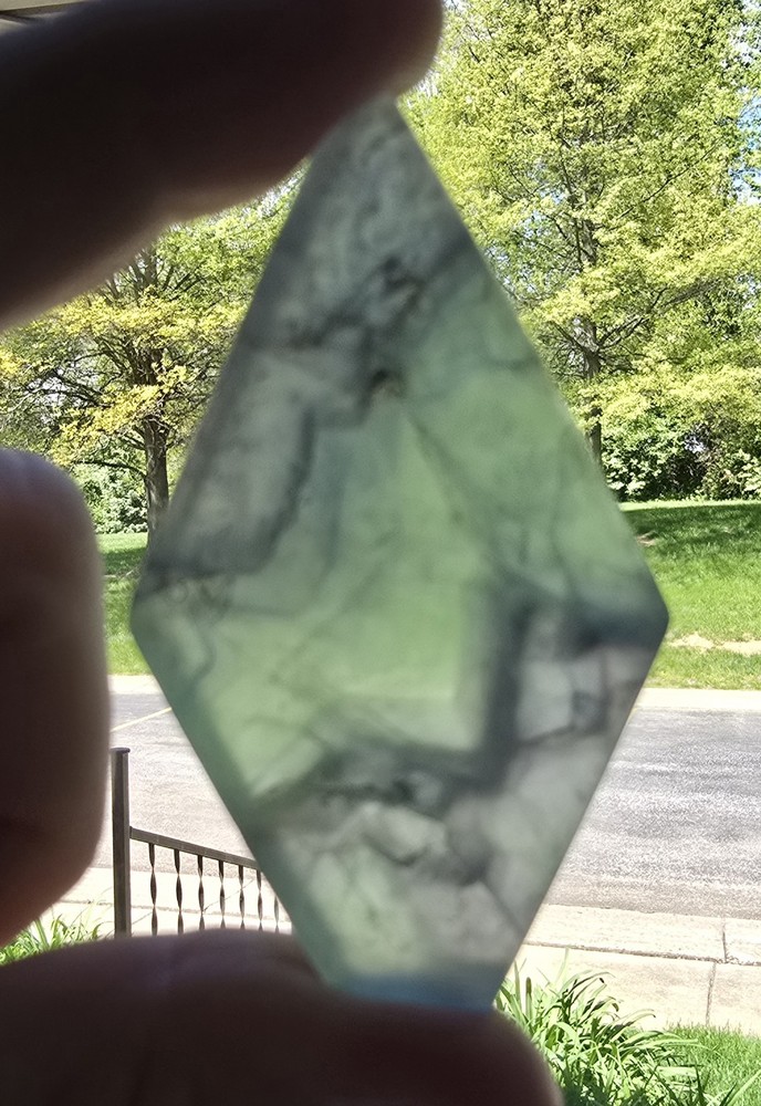 Fluorite Slab, Diamond Shape, Polished Decorative Stone