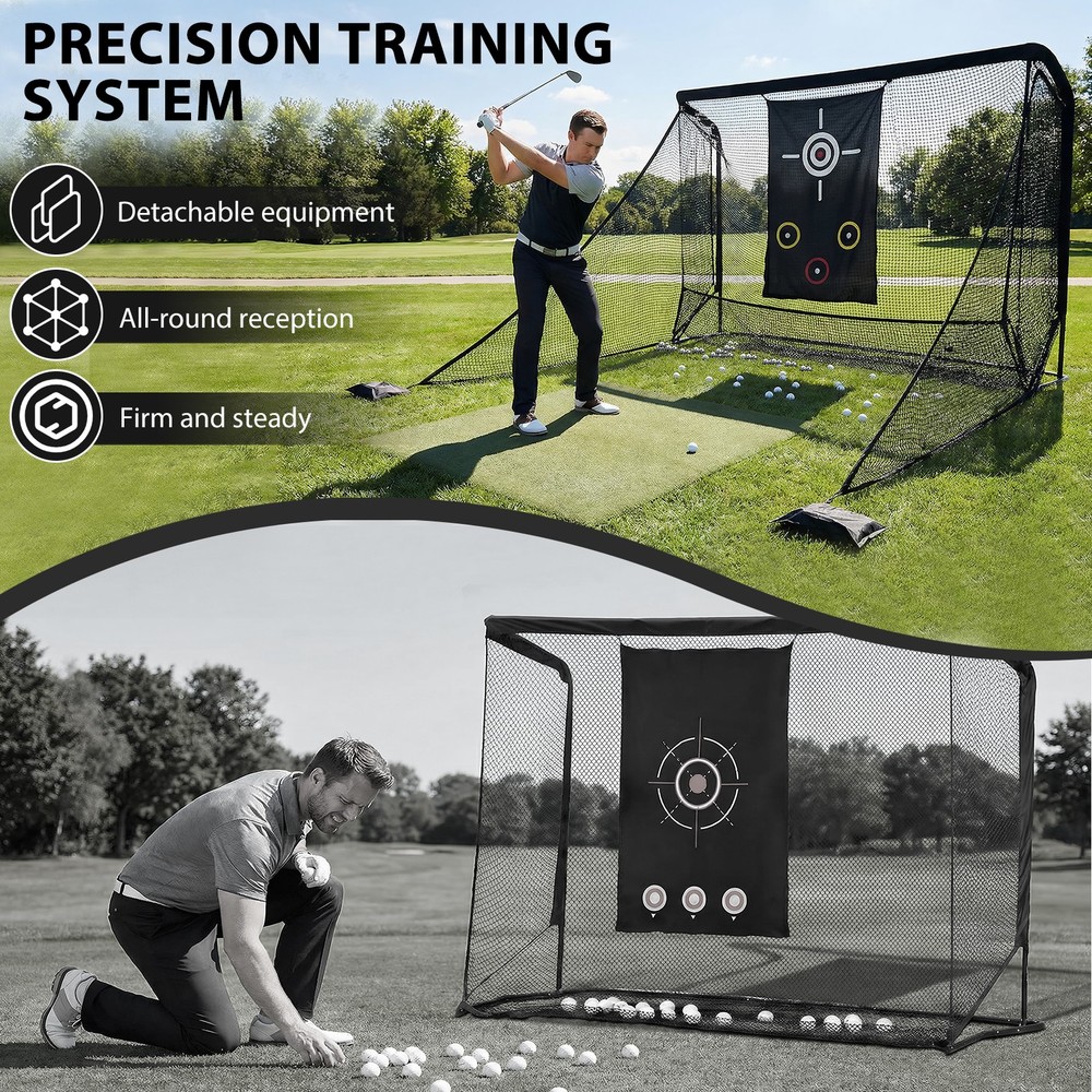 10x7ft Heavy-Duty Golf Practice Net with 2 Side Nets & Portable Bag