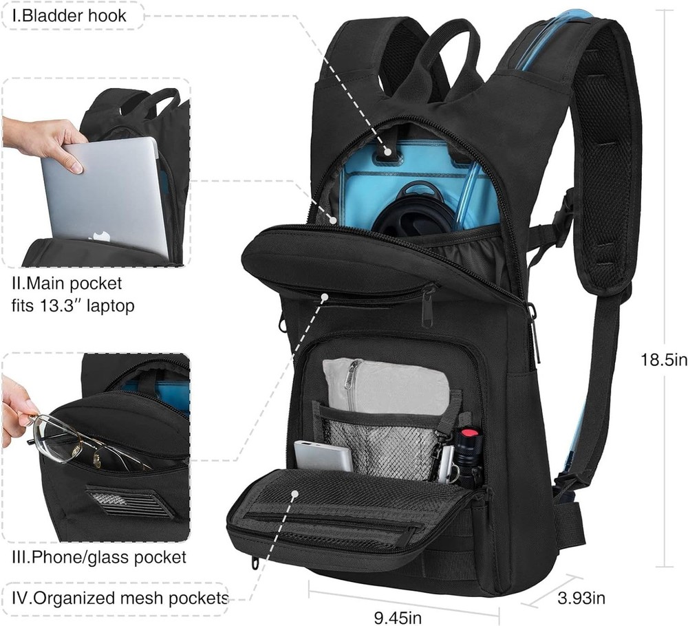 NOOLA 3L Hydration Backpack, Water Backpack with TPU Water Bladder, Tactical ...