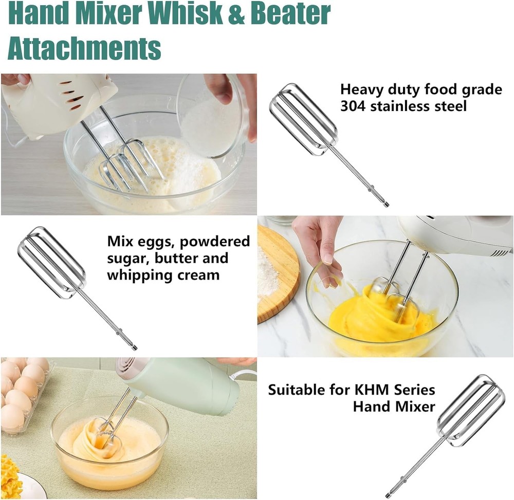 HASANBAR Hand Mixer Attachments, Beaters Regular, Silver
