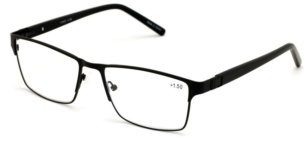 Men Reading Glasses - Metal with Plastic Temple Extra Large Reader - 152mm Wide