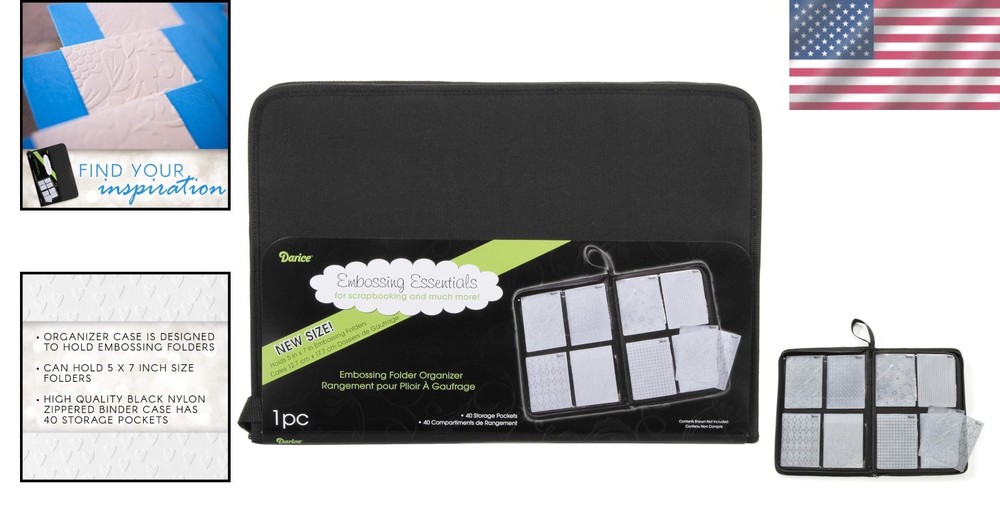 Embossing Folder Storage Case, Black Nylon Zipper Binder