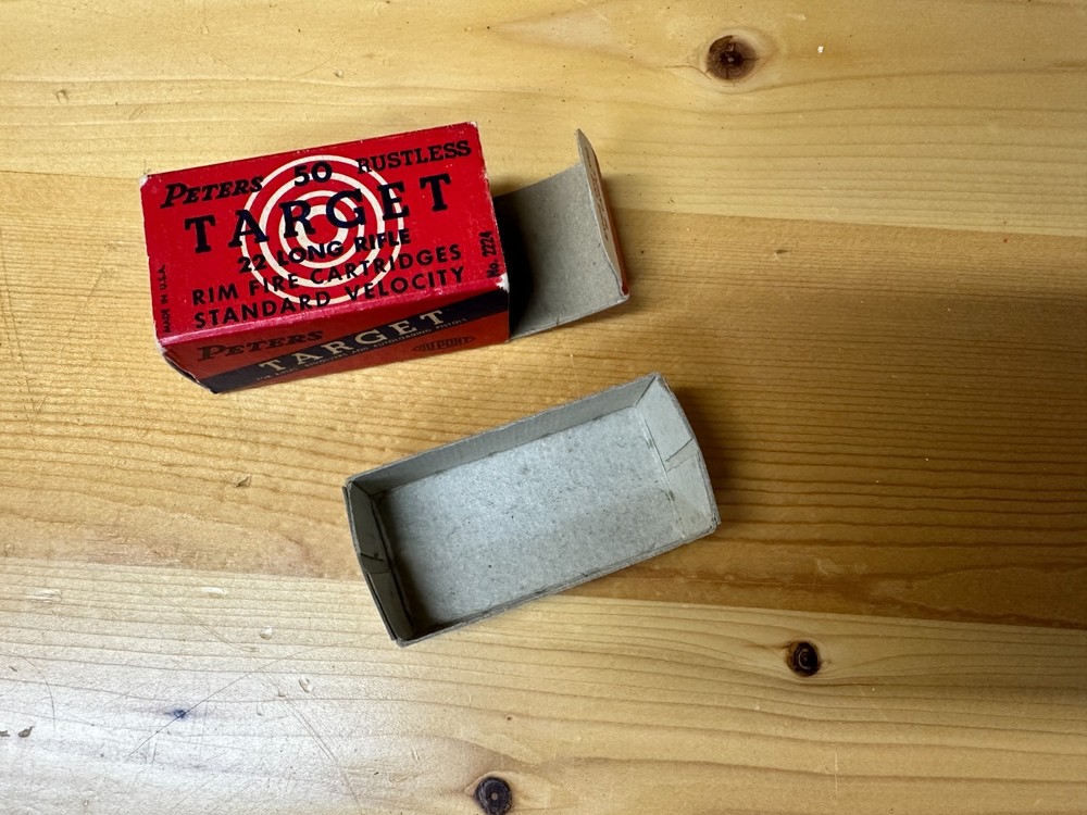 Vintage Peters Rustless Target .22 Long Rifle Rim Fire Ammo Shell Box Empty