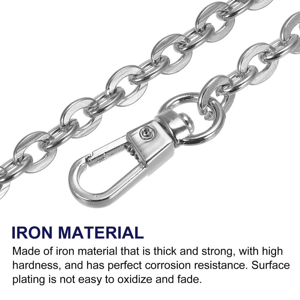 24"x0.24" Purse Chain Strap, Purse Handle Shoulder Replacement Strap(Silver)