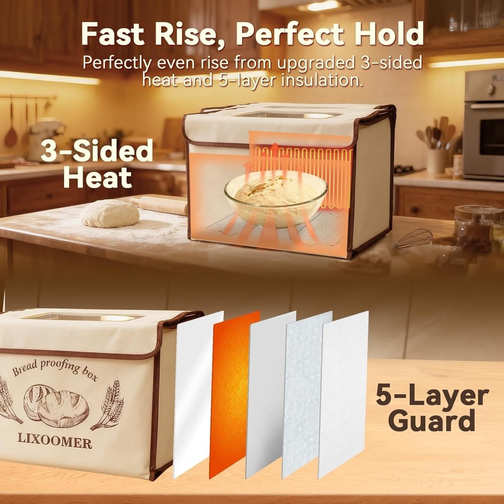 Collapsible Bread Proofing Box W/ 68-115°F Temp Control & 48H Timer Bread Making