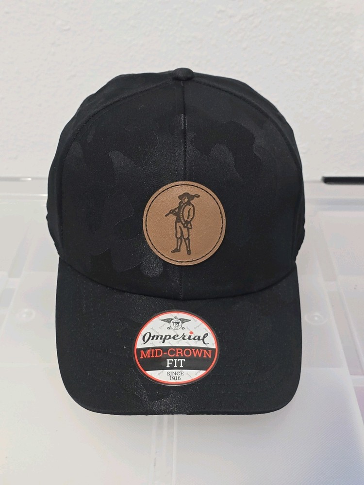 Imperial Mid Crown Fit Golf Hat Black Camo Adjustable Strap