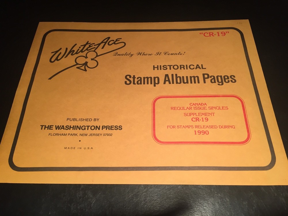 White Ace Stamp Album Supplement Pages  - Canada Regular Issues 1990 CR-19