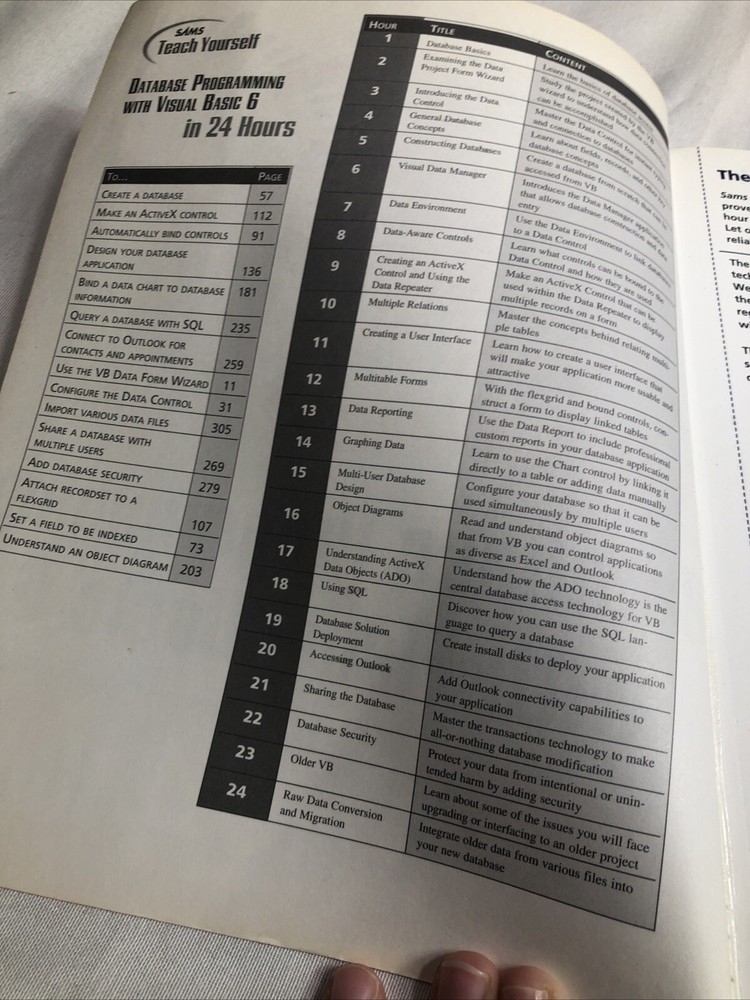 Sam’s Teach Yourself Database Programming With Visual Basic 6 In 24 Hours