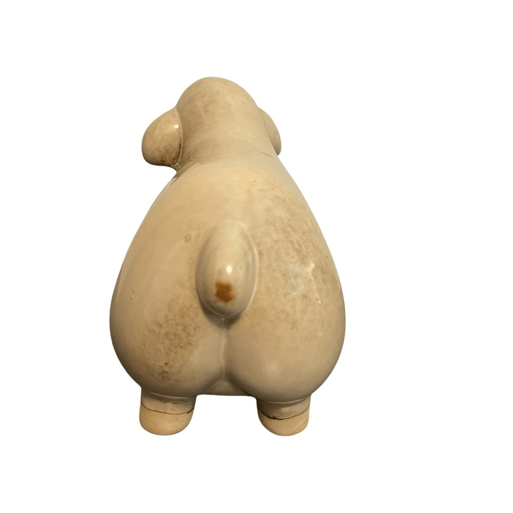 Vintage Glazed Ceramic Standing Sheep Statue