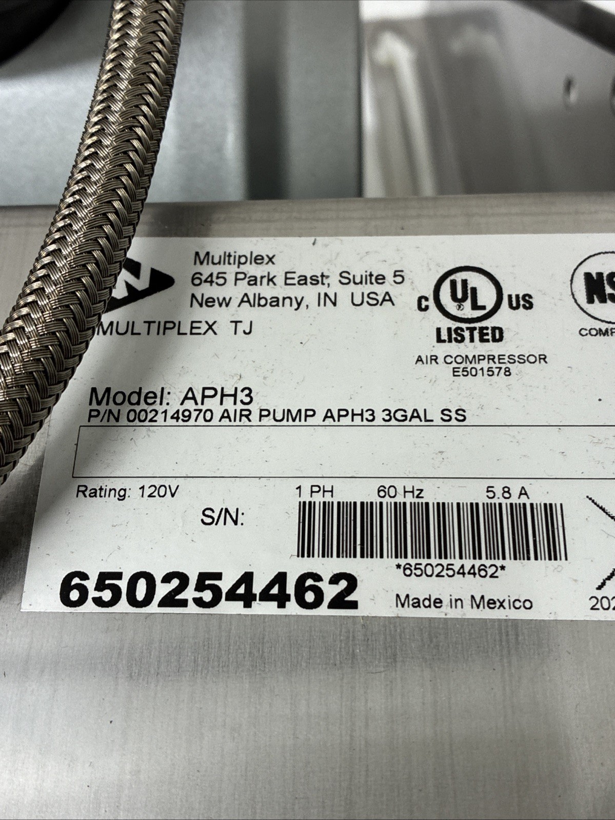 Multiplex 00214970 - Air Pump Aph3 3Gal Ss