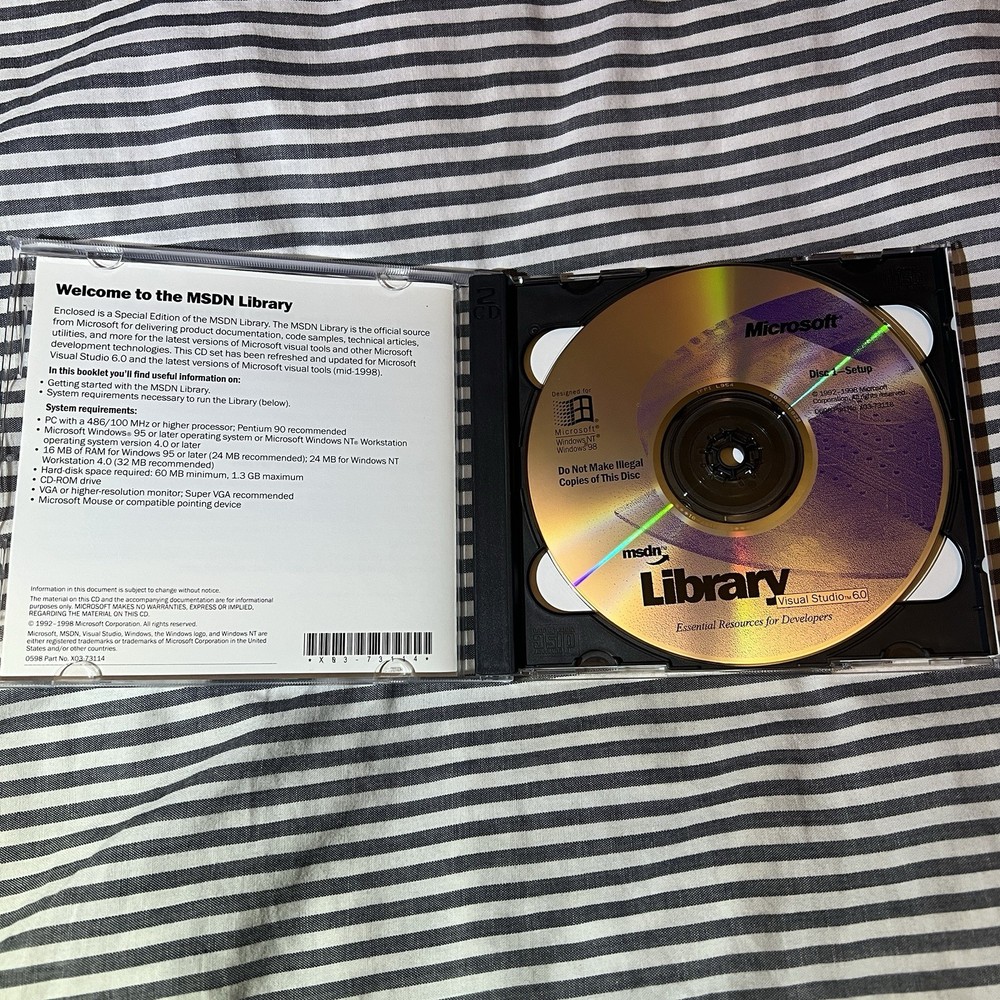Microsoft MSDN Library Visual Studio  6.0 Two CD Set for Windows98 Windows NT