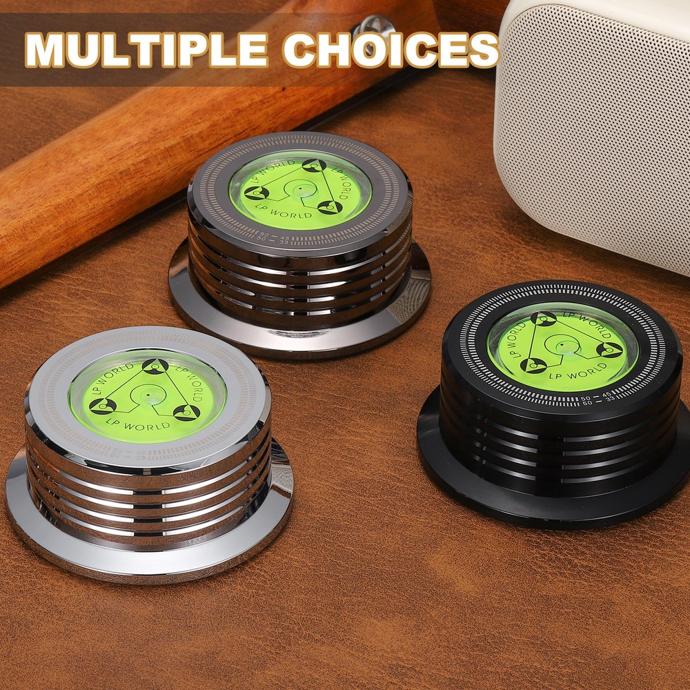 3"x1.3" Record Weight Stabilizer with Bubble Leveling,265g Bright chrome plating