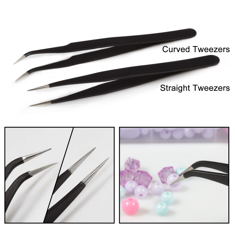 Mini Pliers Set with Case - 5pcs Including Flat, Round, Bent, Diagonal, Long ...