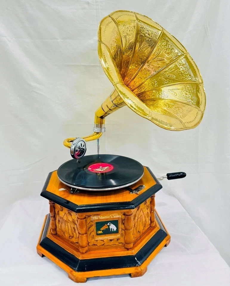 Antique Gramophone, Fully Functional Working Phonograph, win-up record player
