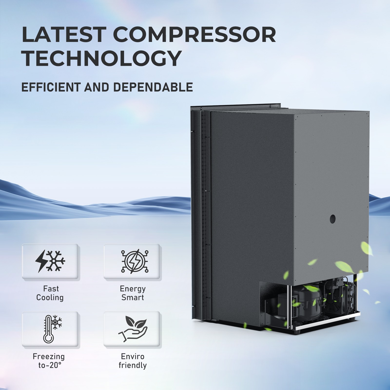 Mini Refrigerator AC110 DC 12V Fridge 2.3cu ft/65L RV Refrigerator for Truck RV