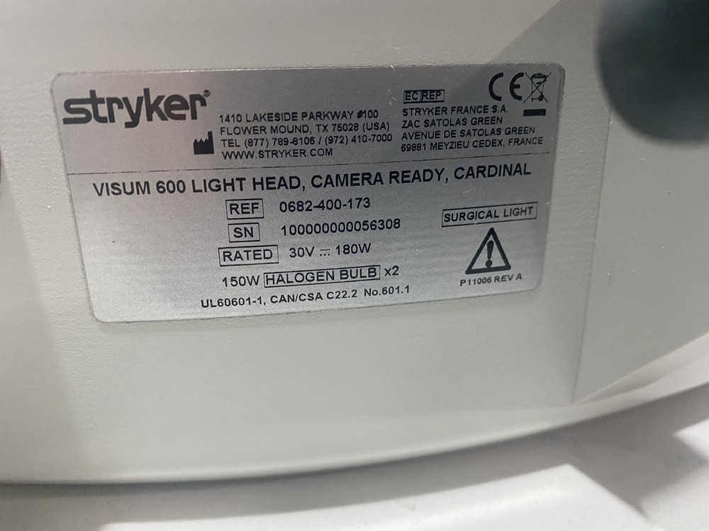 Stryker Visum 600 Light Head Camera Ready, Cardinal