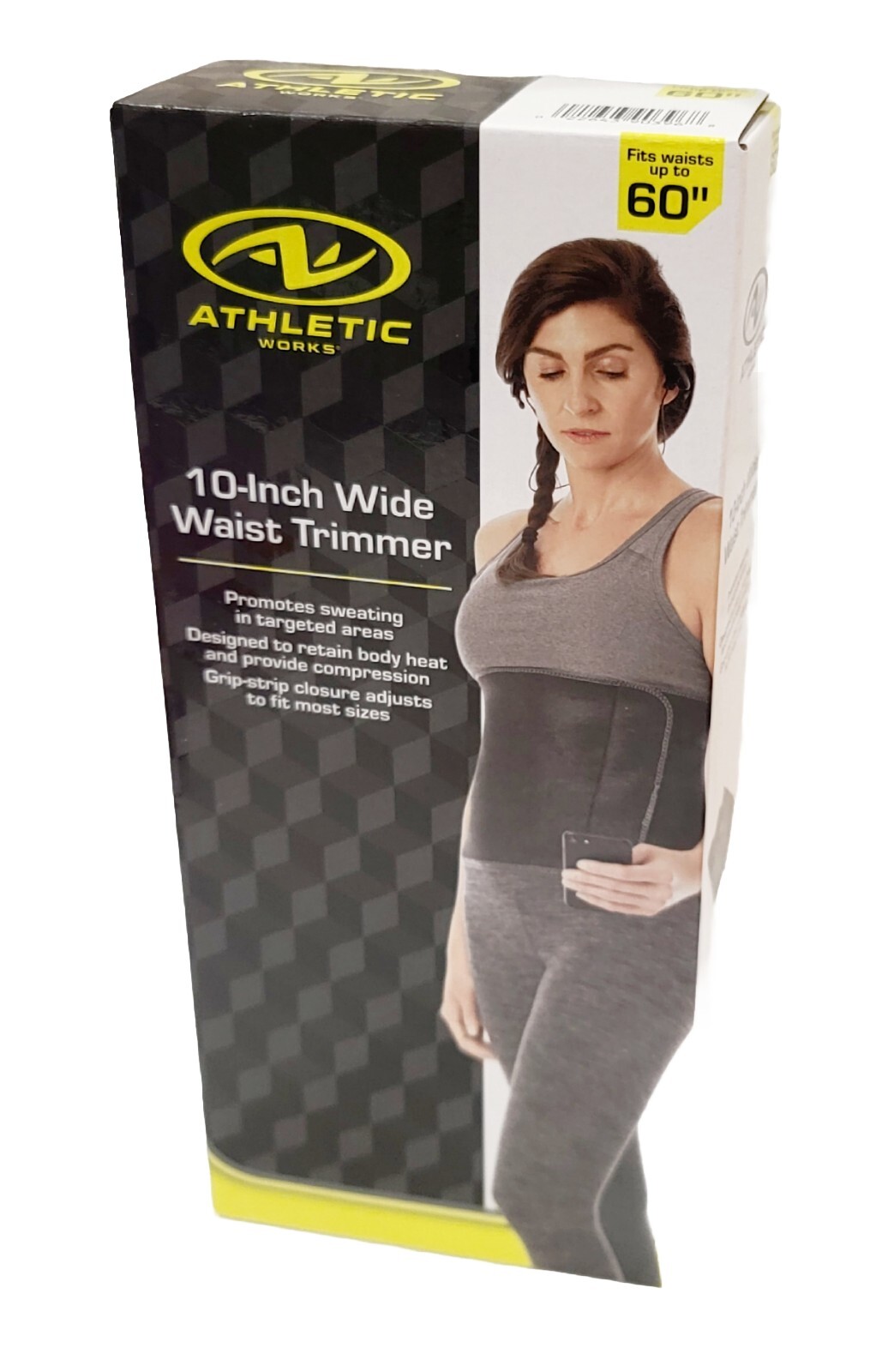 Athletic Works 10" Waist Trimmer Adjustable Grip Strip + Stretch, Fits up to 60"