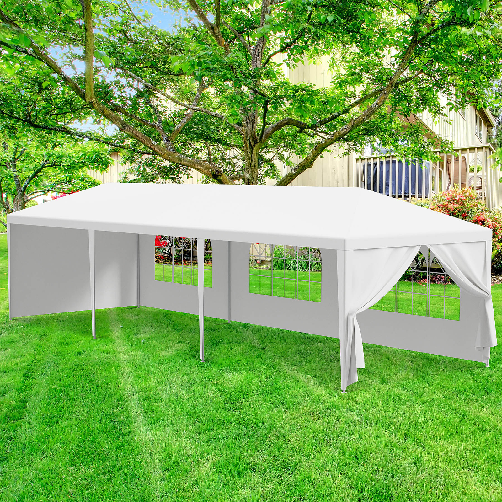 2PCS 10'x30' White Outdoor Gazebo Canopy Wedding Party Tent 8 Removable Walls