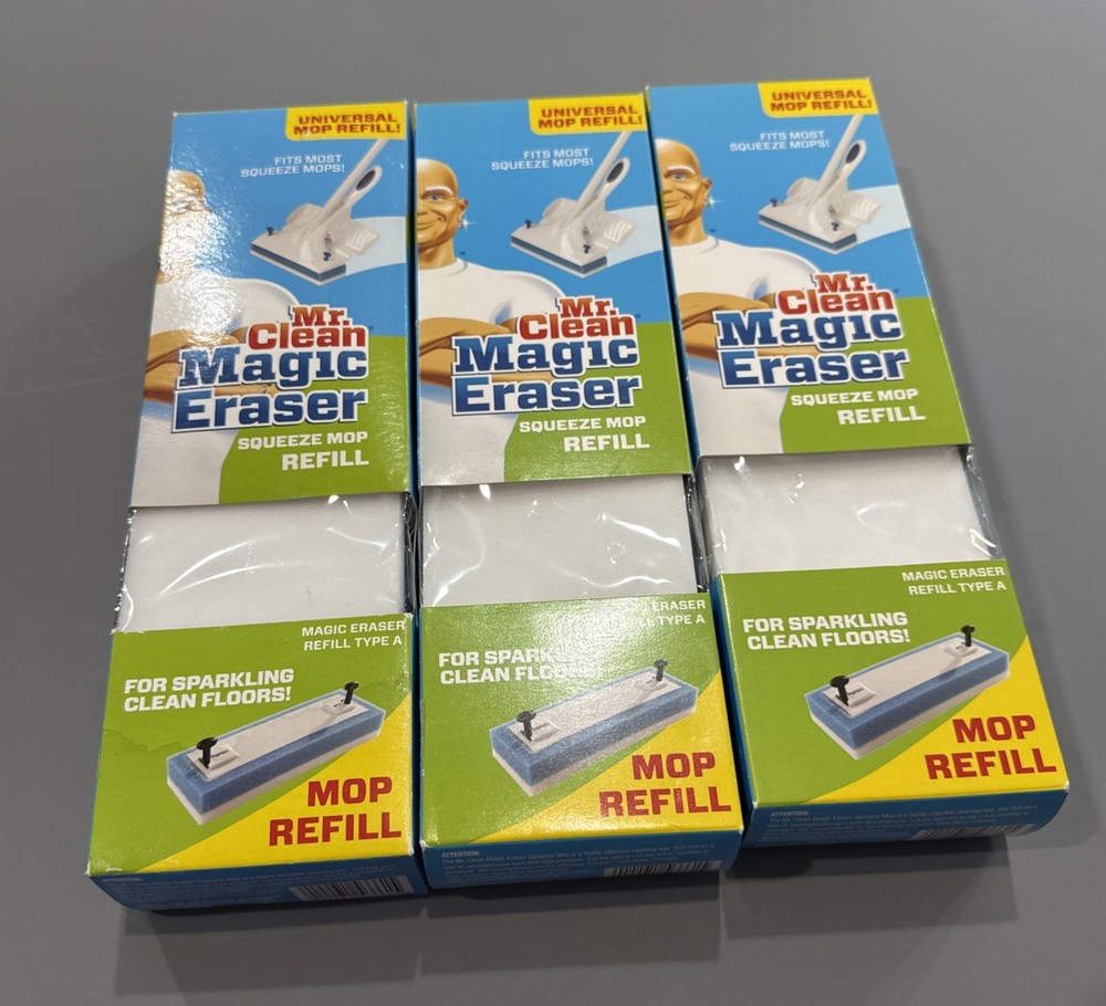 3 -Mr. Clean Magic Eraser Universal Mop Refill Type A Fits Most Squeeze Mops NEW