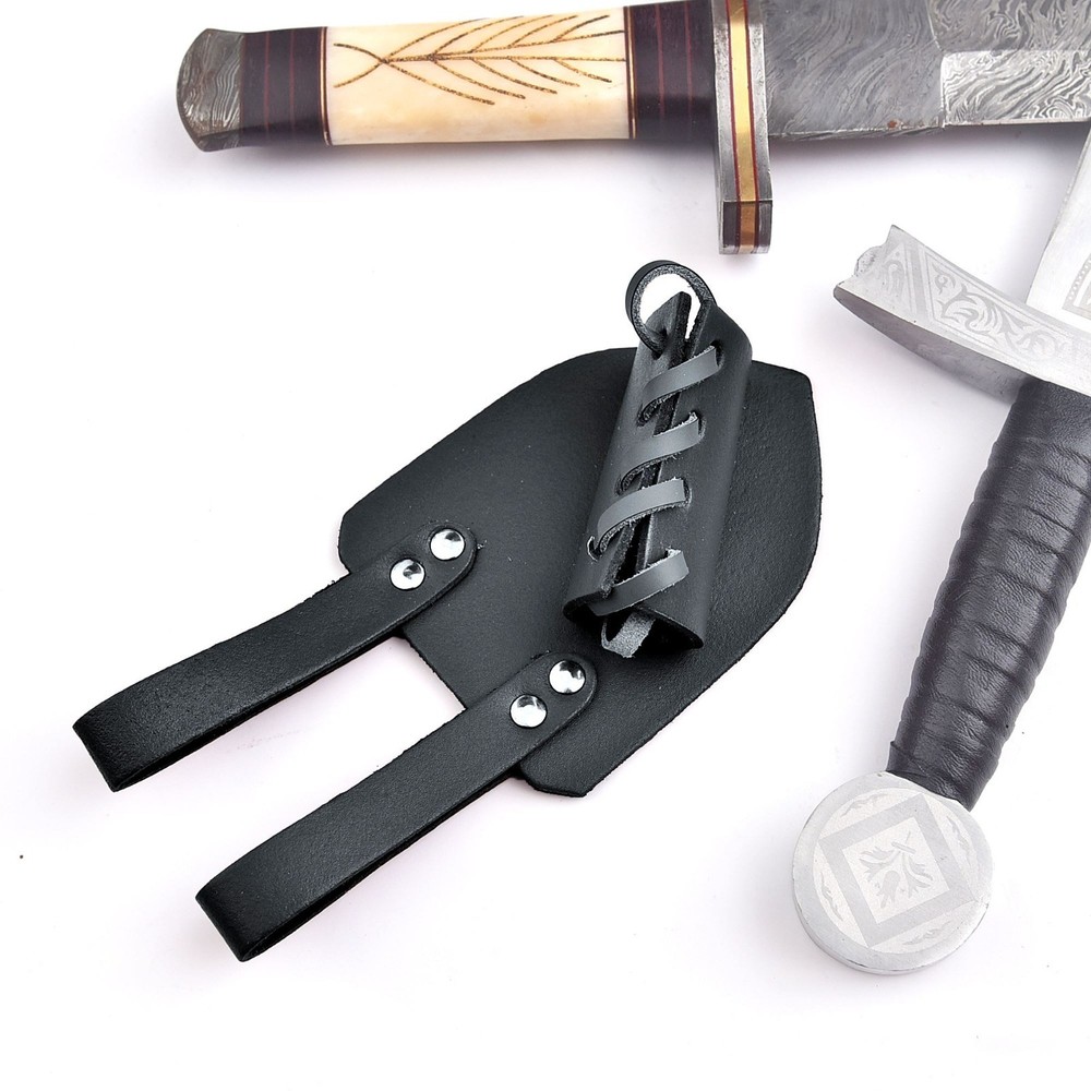 Medieval Functional Genuine Bovine Leather Sword Dagger Belt Frog Multi Tool