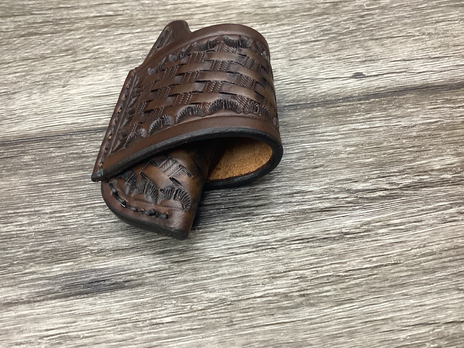 Leather Folding Knife Sheath Horizontal Mini Trapper Size(Sheath Only)