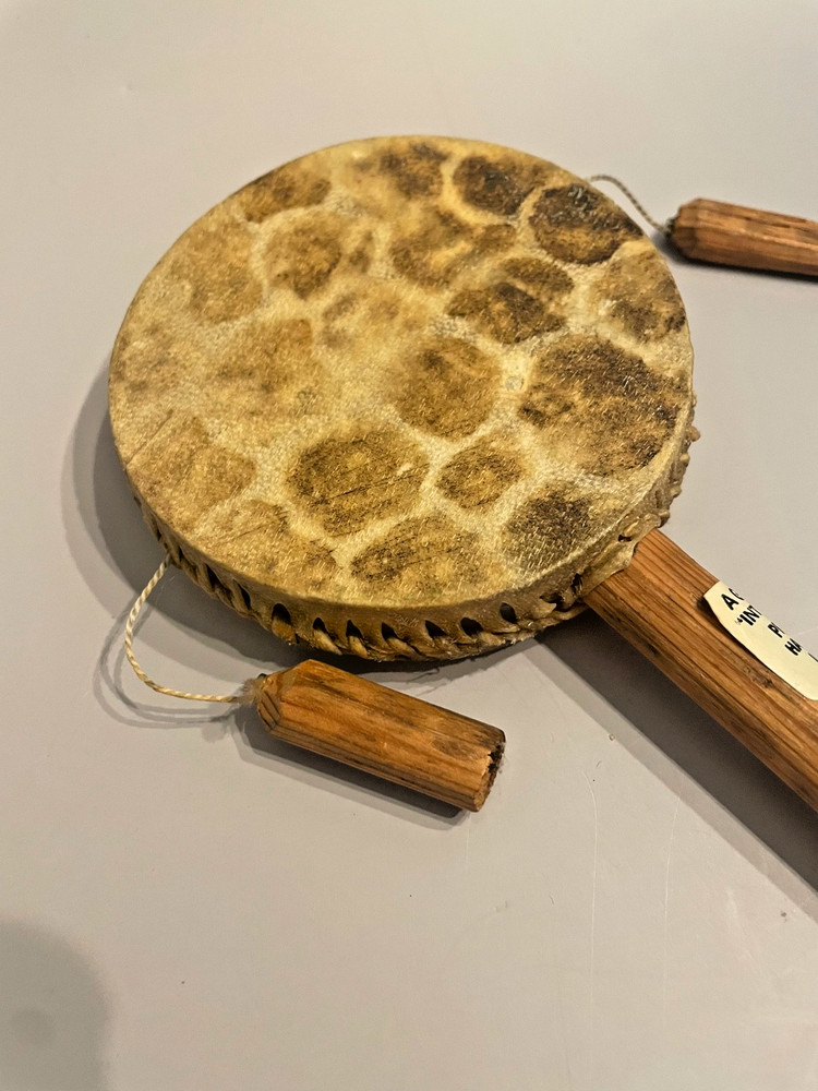 Vintage Hand Spin Monkey Drum Double Sided Tic Toc Instrument Giraffe Kenya