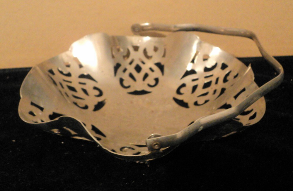 Vintage Metal Candy Trinket Dish With Handle