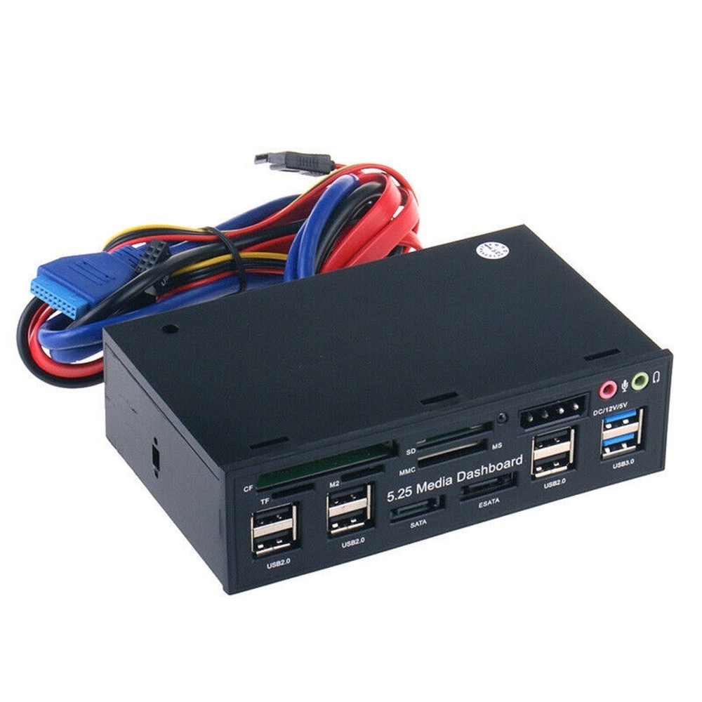 5.25'' PC Front Panel Dashboard Media USB 3.0 Hub Audio Panel Dashboard