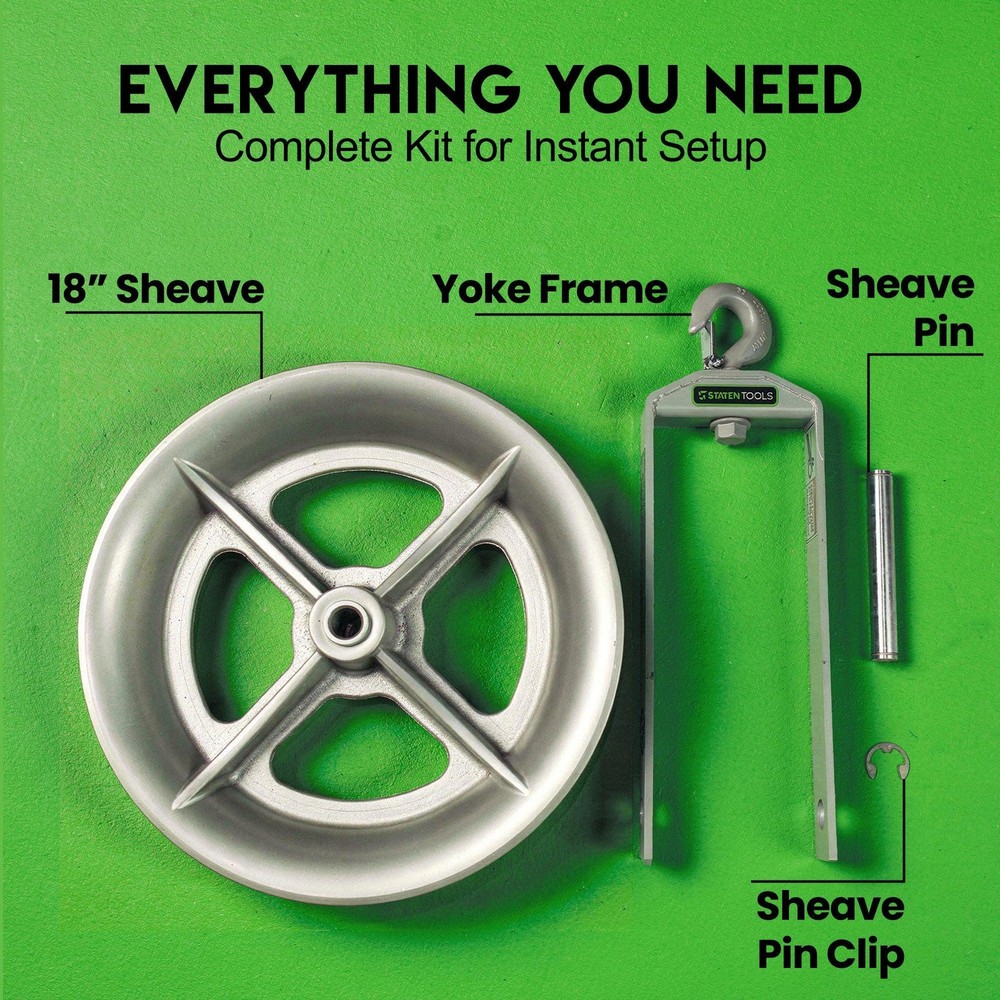18" Hook Sheave 652 | 6500lb | Staten Tools | Rope | Greenlee / Current Pullers