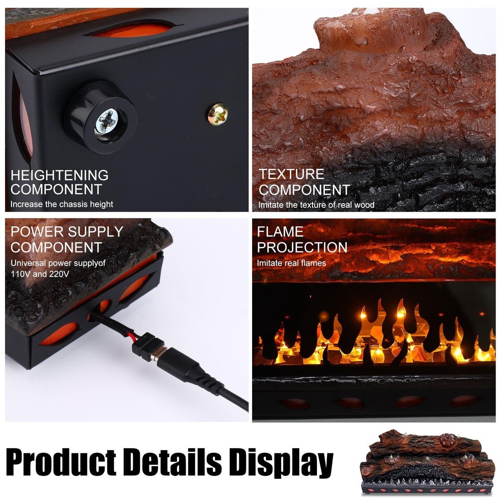 Electric Fireplace Log Realistic Flame Effect Candle LED Flame Light USB Powered