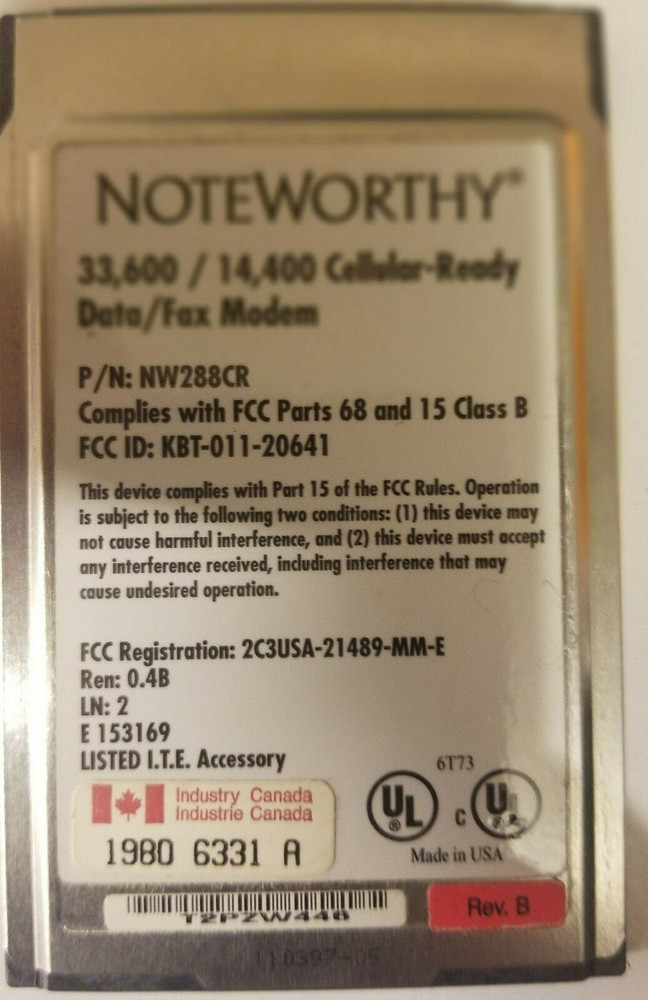 NoteWorthy NW288CR Fax/Modem 33600bps v.34 Cellular-Ready