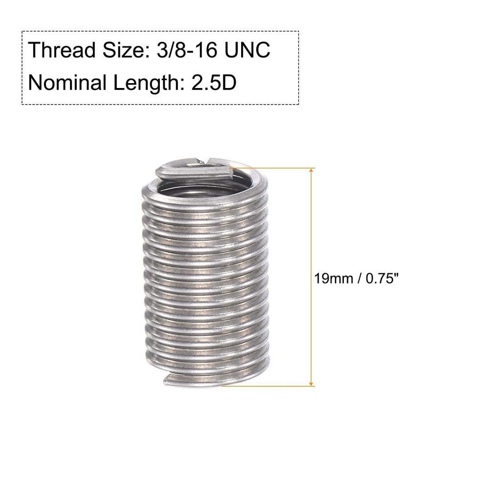 10pcs 3/8-16 UNC 2.5D 304 Stainless Steel Wire Thread Insert Threaded Sleeve