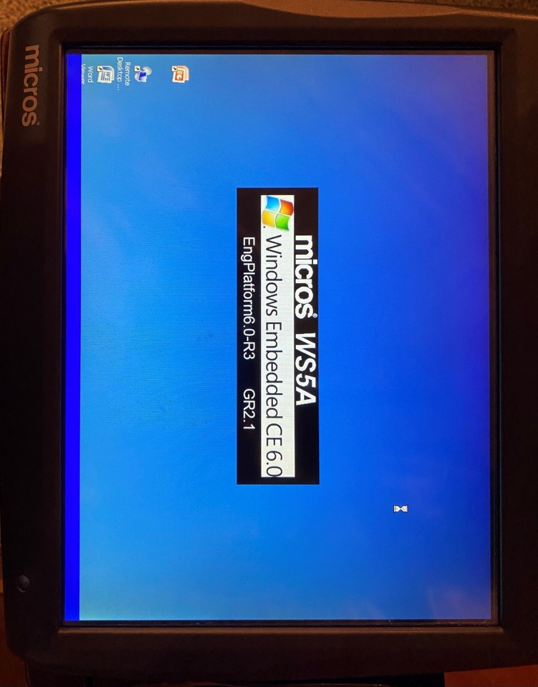Micros Workstation 5A System Touchscreen POS Terminal Windows CE 6.0 Stand+Power