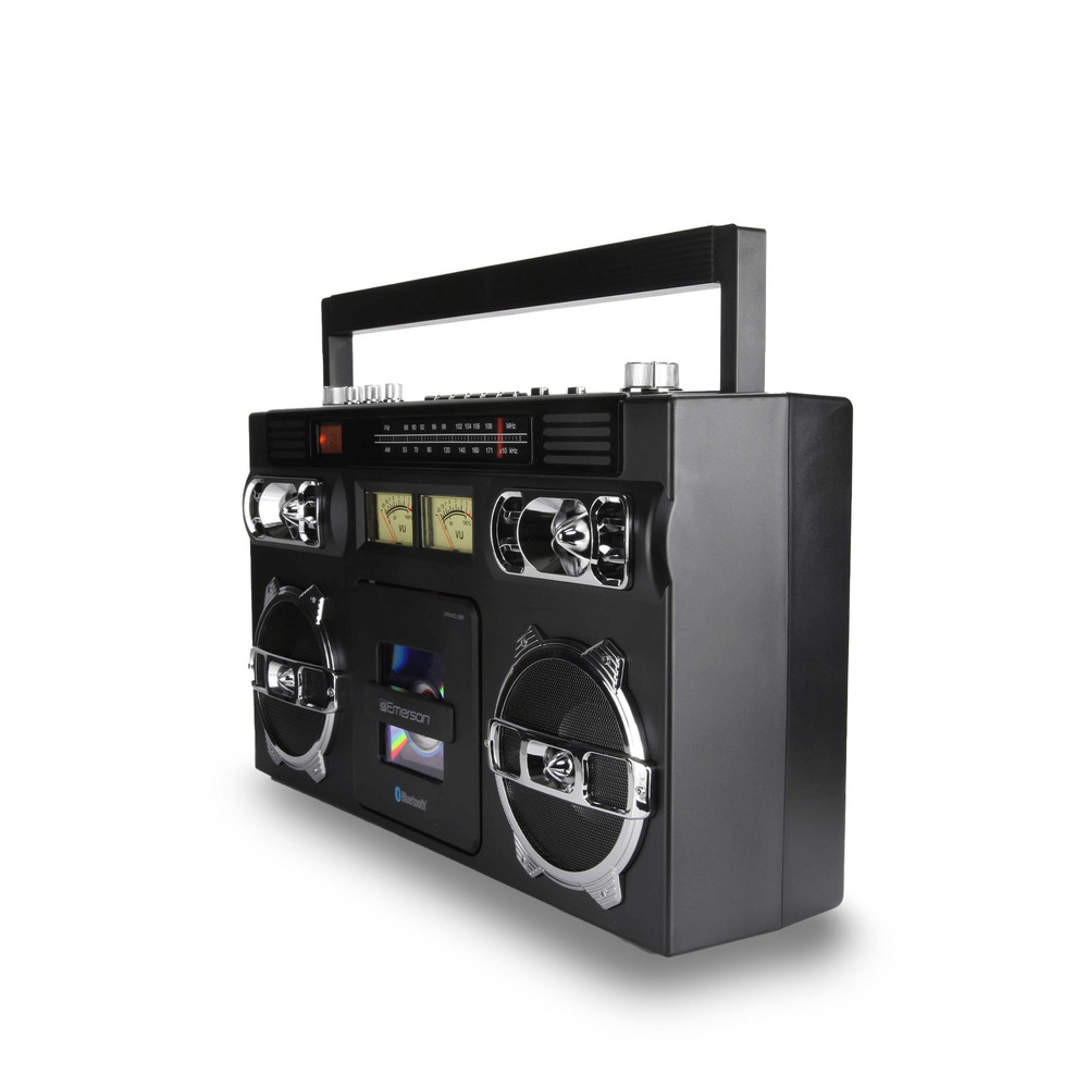 Emerson Retro Portable CD Boombox w 20 CD Track Programmable Memory LED Display