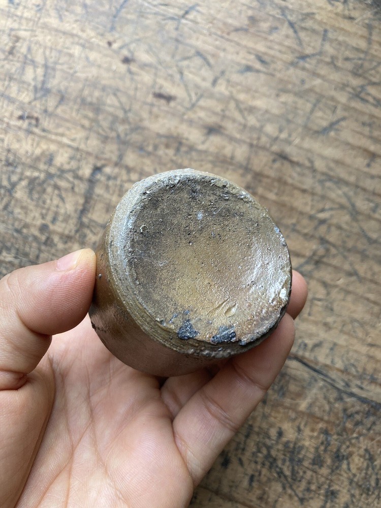 Antique primitive late 19th C Stoneware Inkwell