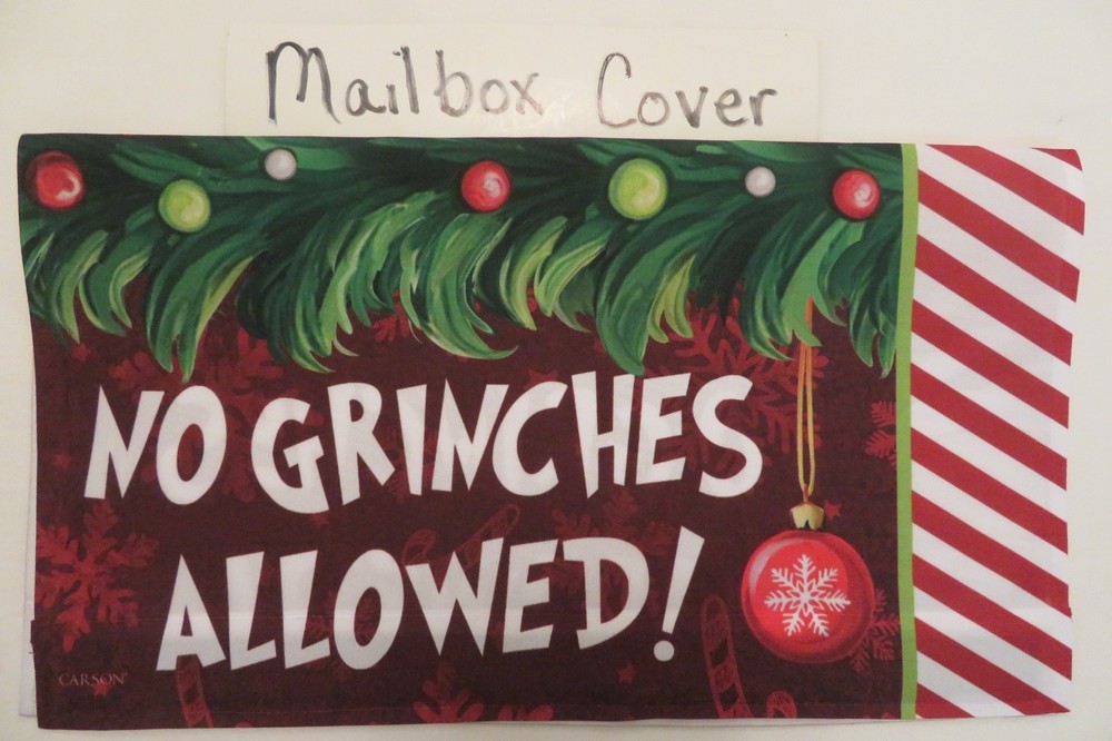 Magnetic Mailbox Cover "NO GRINCHES ALLOWED!" Christmas Tree, Polyester Fabric