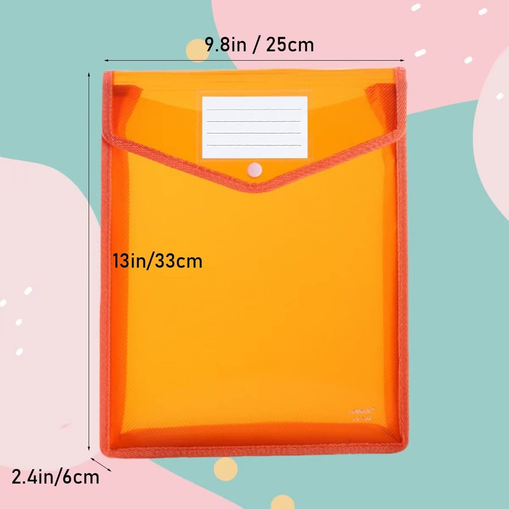 Plastic Document File Folder A4 Size Expandable Poly Envelopes Waterproof Tra...