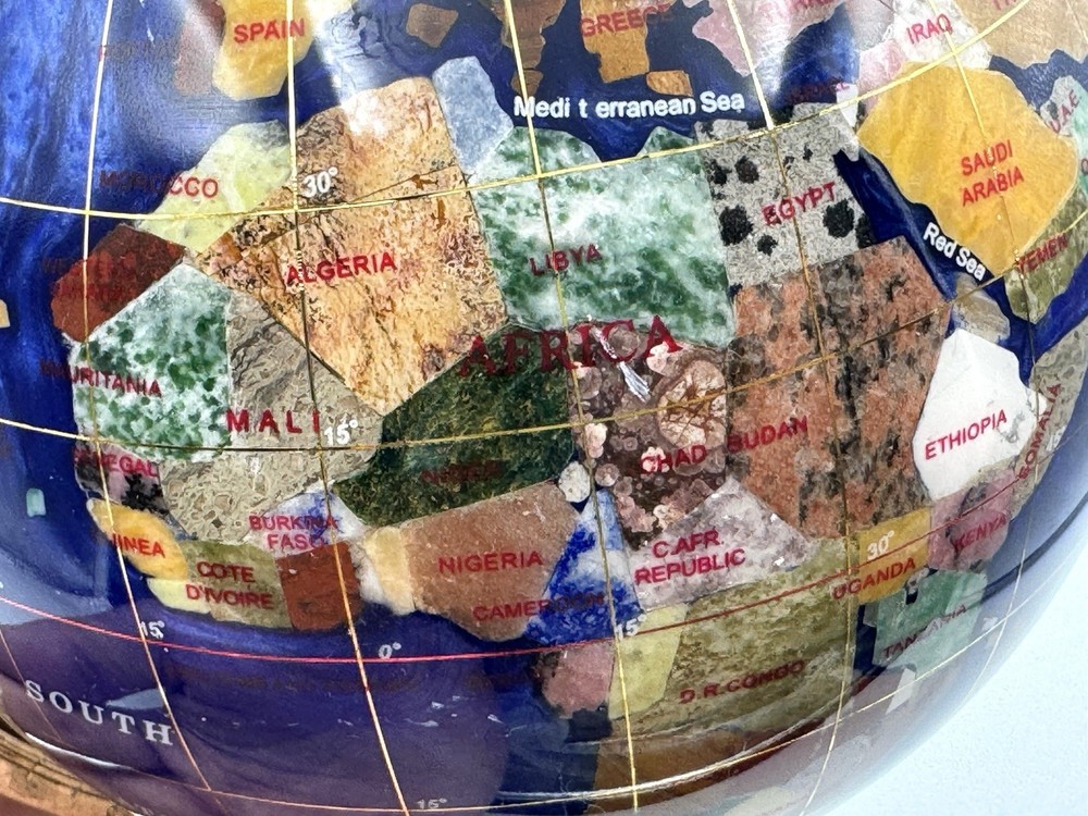 Antique Vintage Gemstone World Table Top Globe